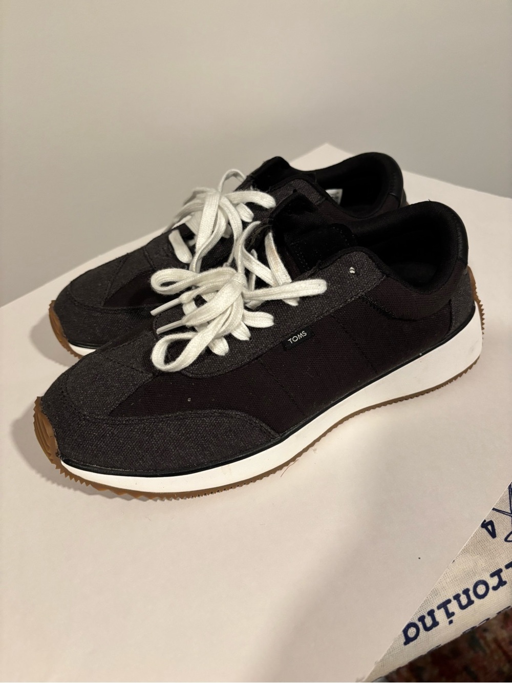TOMS Women’s Black and White Sneakers with Gum Sole